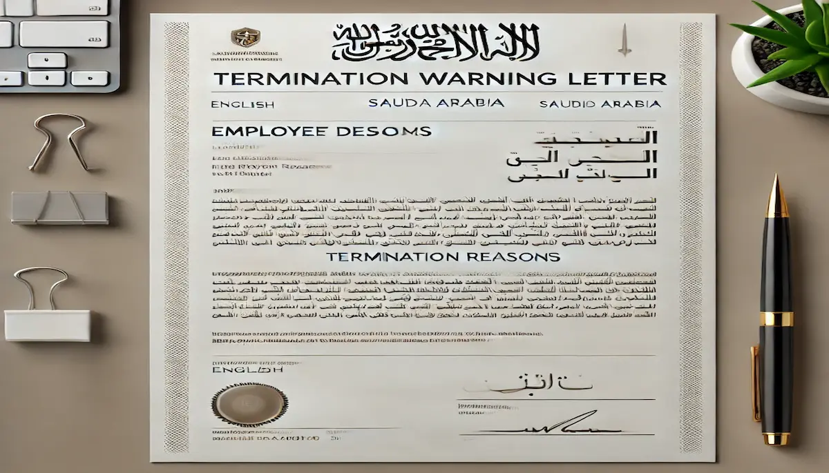 صيغة إنذار بالفصل عن العمل في السعودية: مصاغة من محامي